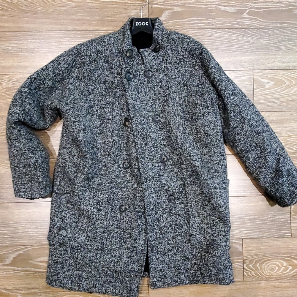 Shearling lined PEACOAT. Salt and Pepper colour.